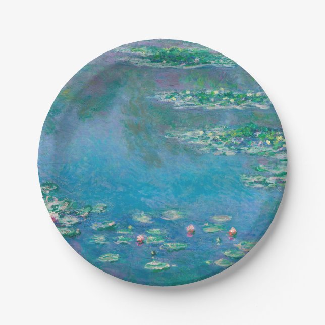 Waterlilies by Claude Monet Fine Art Painting Paper Plate (Front)