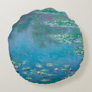 Waterlilies by Claude Monet Fine Art Painting Round Pillow