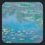 Waterlilies by Claude Monet Fine Art Painting Square Sticker<br><div class="desc">Beautiful masterpiece by Claude Monet - Water Lilies from his garden at Giverny,  France. One of the most famous fine art paintings in art history and a beautiful example of impressionism. This is truly a wonderful artwork and a great gift for art lover.</div>