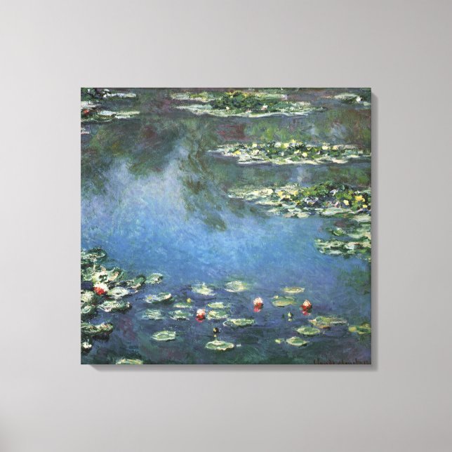 Waterlilies by Claude Monet, Vintage Flowers Canvas Print (Front)