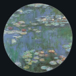 Waterlilies by Claude Monet, Vintage Flowers Classic Round Sticker<br><div class="desc">Waterlilies (1916) by Claude Monet. Water Lilies is a vintage impressionism fine art floral painting. Monet's spring season flower garden in Giverny, France. This landscape is one of many variations of water lily paintings that Monet painted by his pond. About the artist: Claude Monet (1840-1926) was a founder of the...</div>