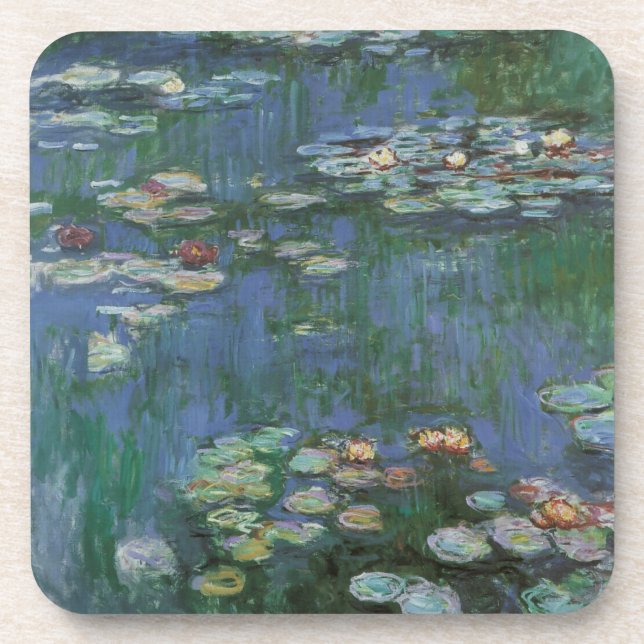 Waterlilies by Claude Monet, Vintage Flowers Coaster (Front)