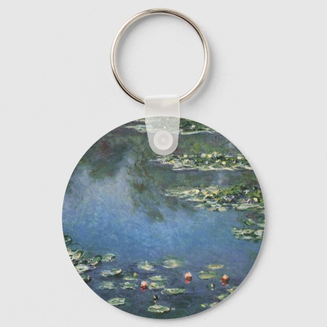 Waterlilies by Claude Monet, Vintage Flowers Keychain (Front)