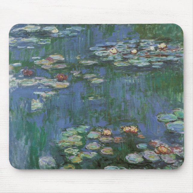 Waterlilies by Claude Monet, Vintage Flowers Mouse Pad (Front)