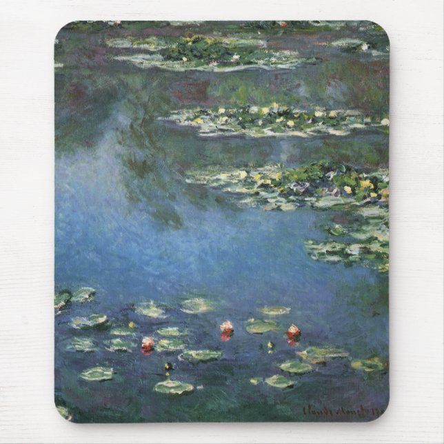 Waterlilies by Claude Monet, Vintage Flowers Mouse Pad (Front)