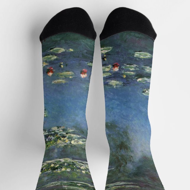 Waterlilies by Claude Monet, Vintage Flowers Socks (Top)