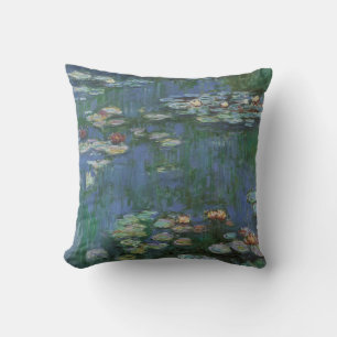 Waterlilies by Claude Monet, Vintage Flowers Throw Pillow