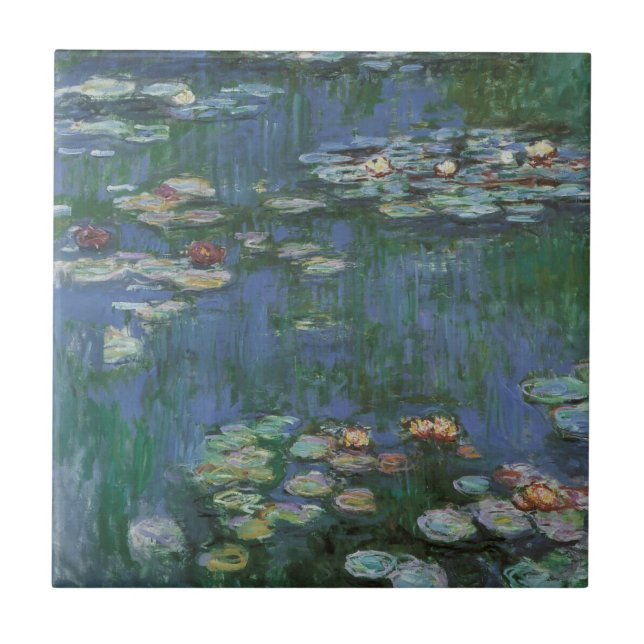 Waterlilies by Claude Monet, Vintage Flowers Tile (Front)