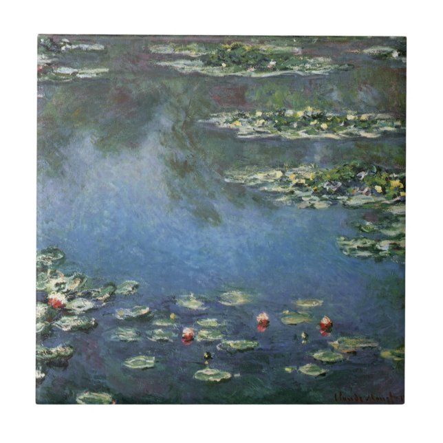 Waterlilies by Claude Monet, Vintage Flowers Tile (Front)