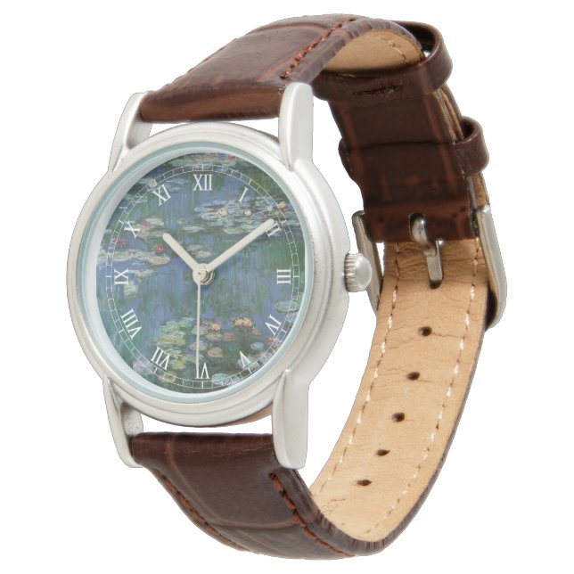 Waterlilies by Claude Monet, Vintage Flowers Watch (Angled)