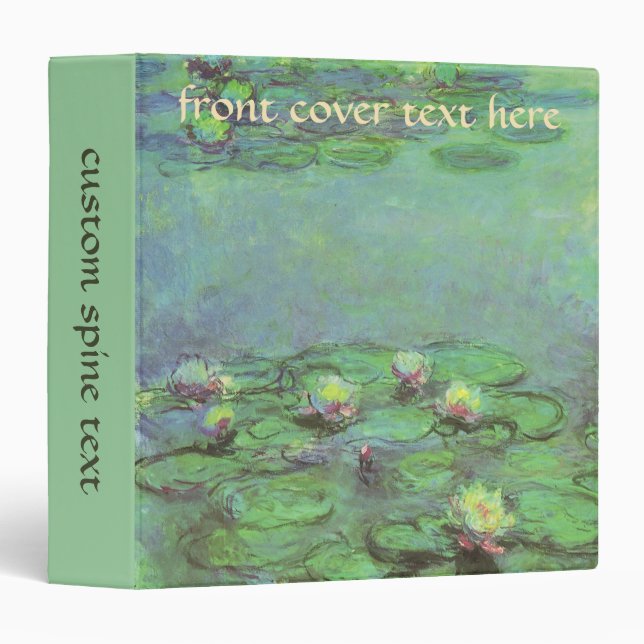 Waterlilies by Claude Monet, Vintage Impressionism Binder (Front/Spine)