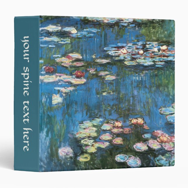 Waterlilies by Claude Monet, Vintage Impressionism Binder (Front/Spine)