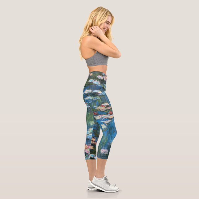 Waterlilies by Claude Monet, Vintage Impressionism Capri Leggings (Right)