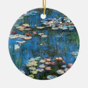 Waterlilies by Claude Monet, Vintage Impressionism Ceramic Ornament
