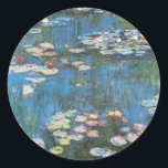 Waterlilies by Claude Monet, Vintage Impressionism Classic Round Sticker<br><div class="desc">Waterlilies (1914) by Claude Monet is a vintage impressionist fine art nature painting. One of many variations of water lily floral paintings that Monet painted by the pond in his flower garden in Giverny, France. About the artist: Claude Monet (1840-1926) was a founder of the French impressionist painting movement with...</div>