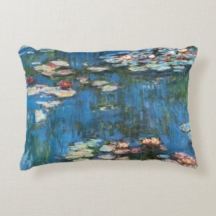 Waterlilies by Claude Monet, Vintage Impressionism Decorative Pillow