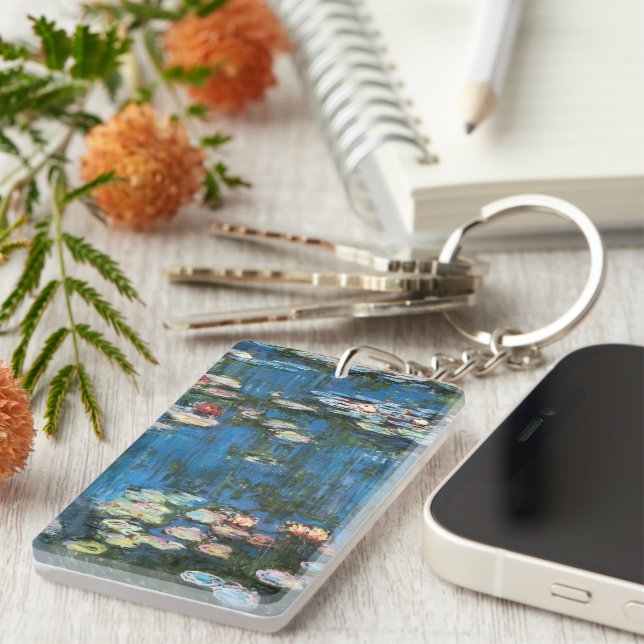 Waterlilies by Claude Monet, Vintage Impressionism Keychain (Front Right)