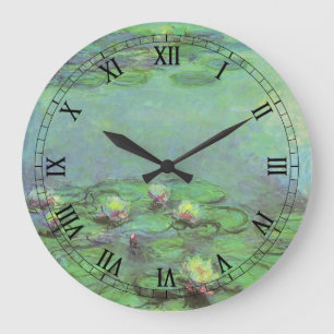 Waterlilies by Claude Monet, Vintage Impressionism Large Clock