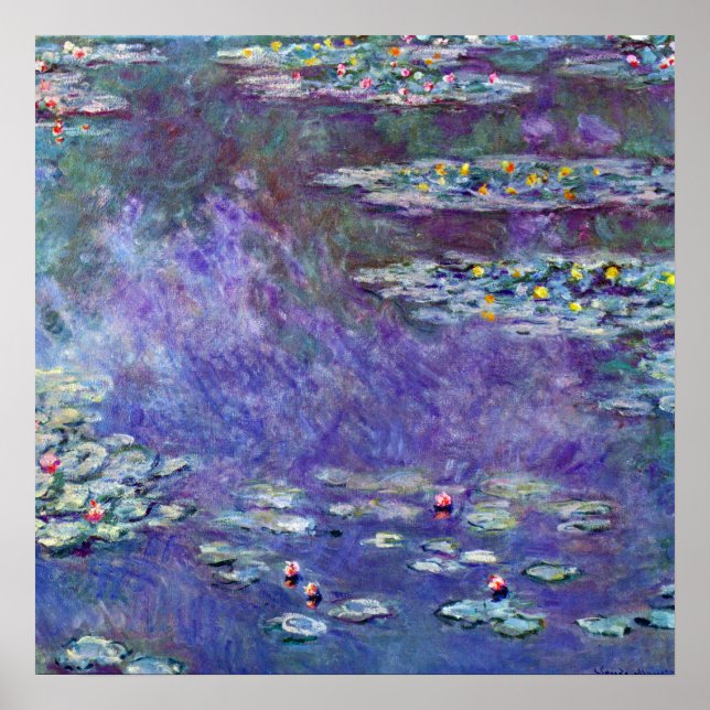 Waterlilies by Claude Monet, Vintage Impressionism Poster (Front)