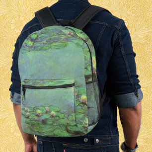 Waterlilies by Claude Monet, Vintage Impressionism Printed Backpack