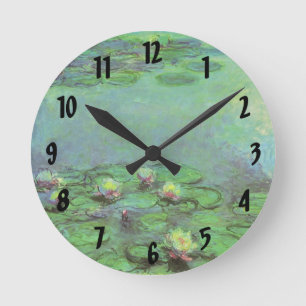 Waterlilies by Claude Monet, Vintage Impressionism Round Clock