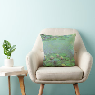 Waterlilies by Claude Monet, Vintage Impressionism Throw Pillow