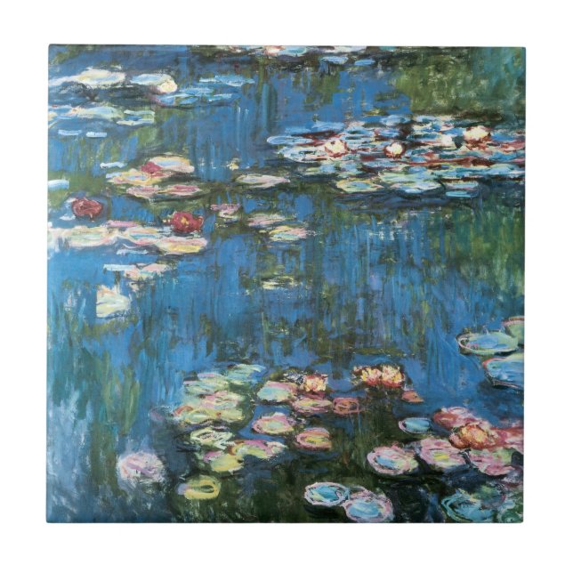 Waterlilies by Claude Monet, Vintage Impressionism Tile (Front)
