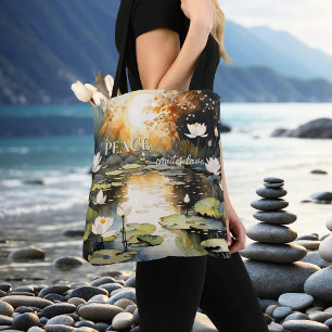 Waterlilies Pond Peace Love Meditation Tote Bag