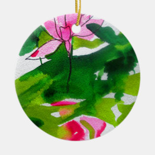 Waterlily abstract watercolour flower art ceramic ornament