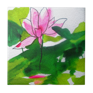 Waterlily abstract watercolour flower art tile