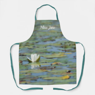 Waterlily Lake Flower Watercolor Apron