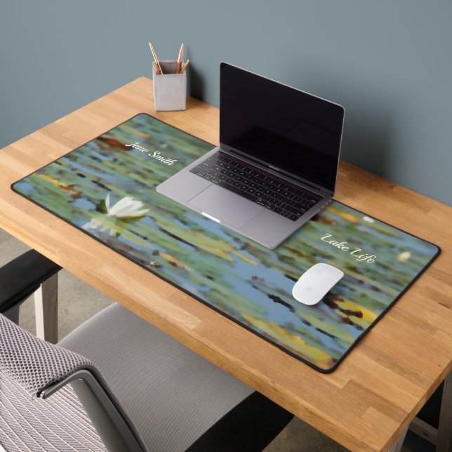Waterlily Lake Flower Watercolor Desk Mat (Office 2)