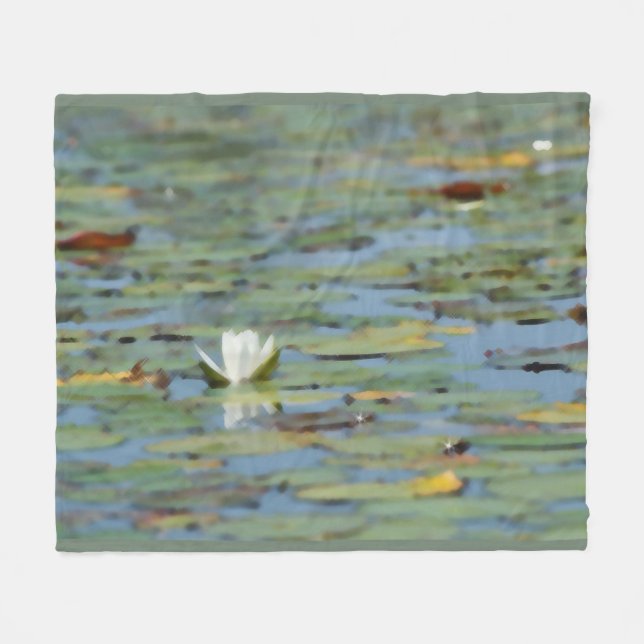 Waterlily Lake Flower Watercolor Fleece Blanket (Front (Horizontal))