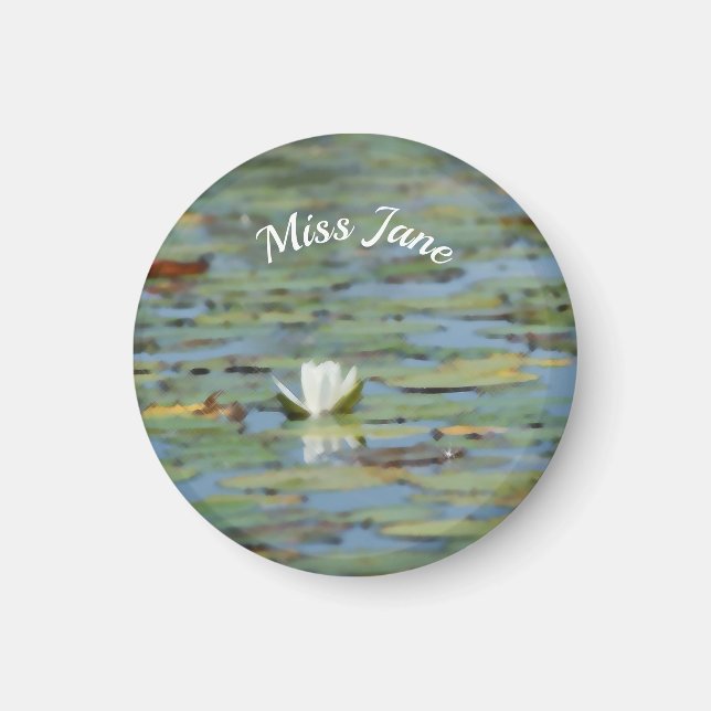 Waterlily Lake Flower Watercolor Magnet (Front)