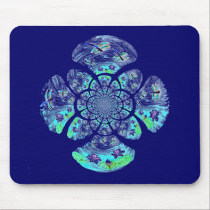 Waterlily Nature Pattern Dragonflies Mouse Pad
