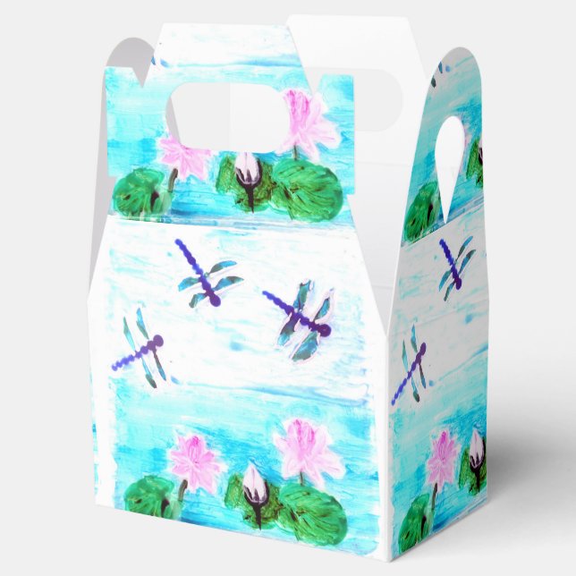 Waterlily Painting Dragonfly Floral Favor Box (Opened)
