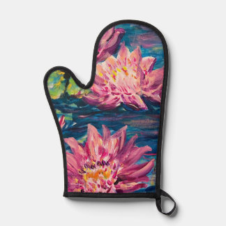 waterlily painting  oven mitt