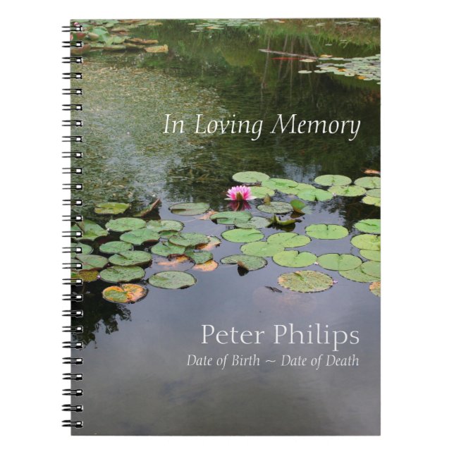Waterlily Peaceful Garden Memorial Guest Book (Front)