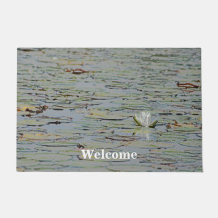 Waterlily Pond Lake Flower I Door Mat