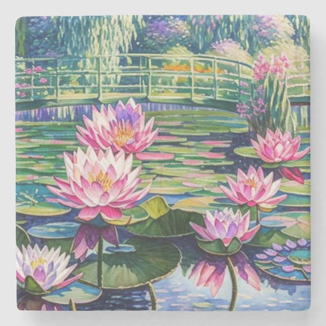 Waterlily Pond Stone Coaster (Front)