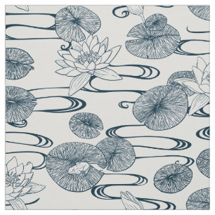 Waterlily Pond White Waterlilies Fabric