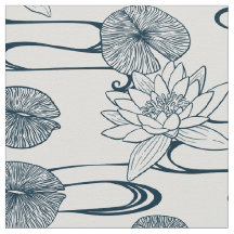 Waterlily Pond White Waterlilies Fabric