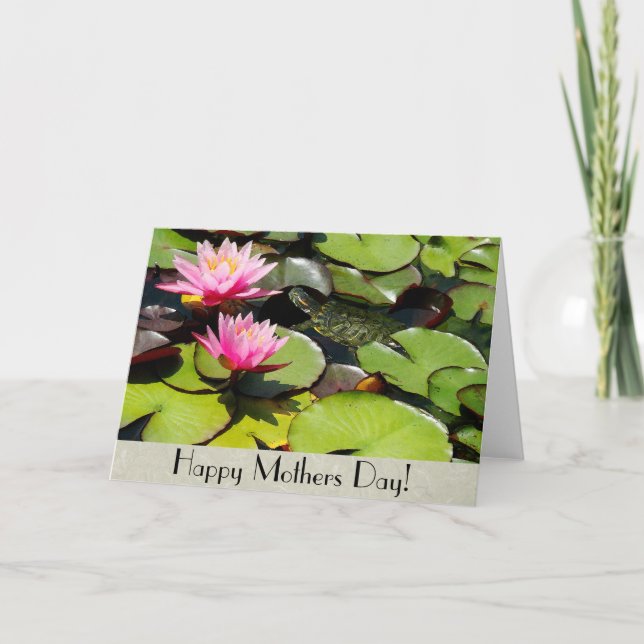 Waterlily Turtle Mothers Day Card (Front)