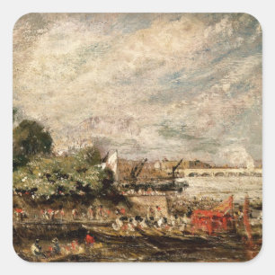 Waterloo Bridge from above Whitehall Stairs, c.181 Square Sticker