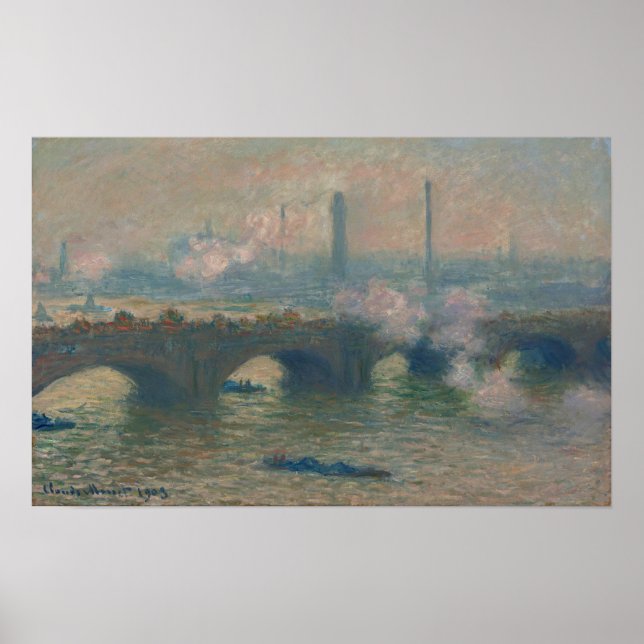 Waterloo Bridge, Grey Day, 1903 (oil on canvas) Poster (Front)