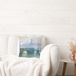 Waterloo Bridge, London by Claude Monet Throw Pillow