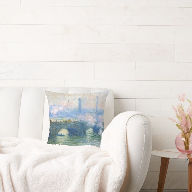 Waterloo Bridge, London by Claude Monet Throw Pillow (Couch)