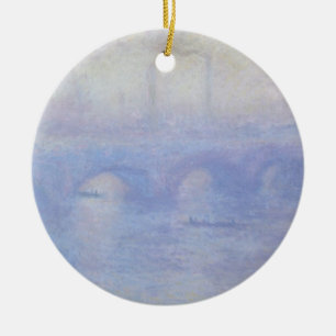 Waterloo Bridge, Mist Effect by Claude Monet Ceramic Ornament