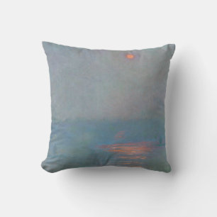 Waterloo Bridge Sunlight Effect in Fog Monet Throw Pillow