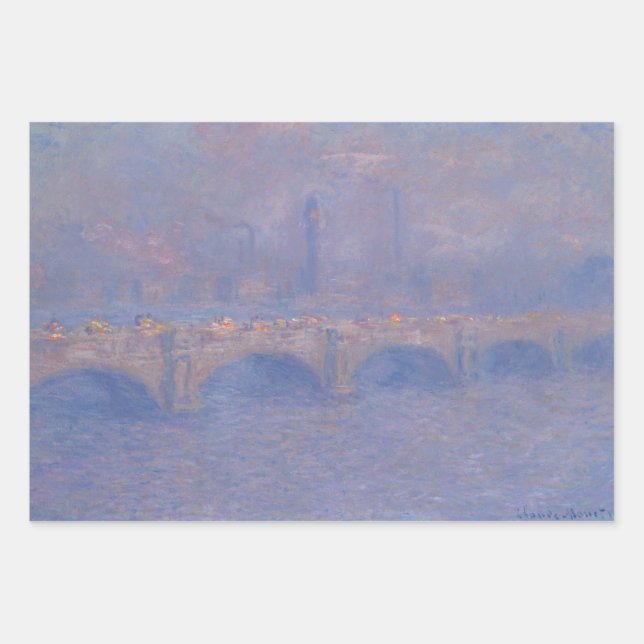 Waterloo Bridge Sunlight Effect Monet Painting Wrapping Paper Sheet (Front)